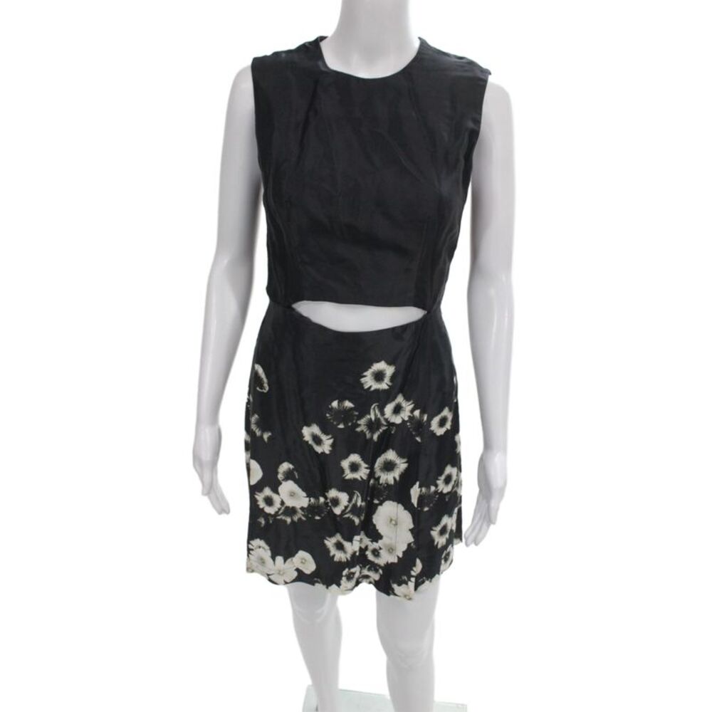 Lover Womens Black Floral Sleeveless Mini Shift Dress Size 4